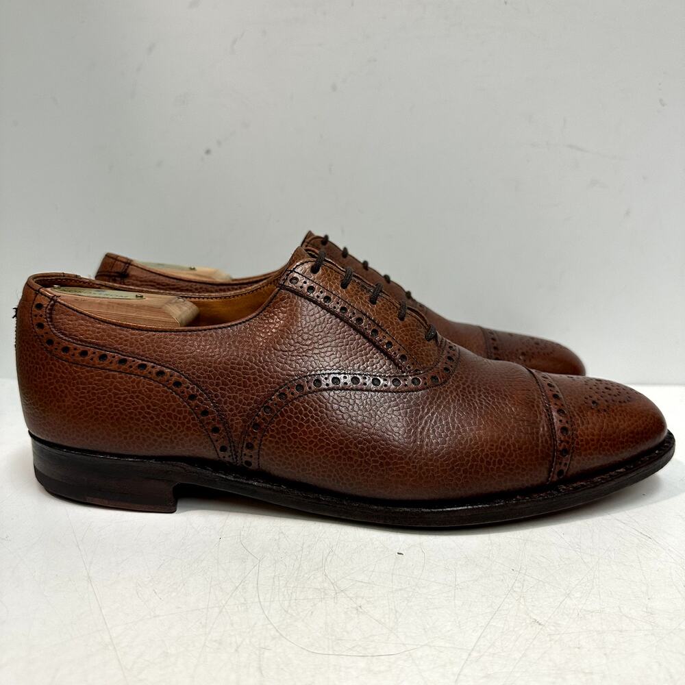 NEW HEELS Tricker's Brown Scotch Grain Oxford Bal Bench Made in England US 10 D